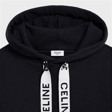 celine loose hoodie in cotton fleece black|CELINE LOOSE HOODIE IN COTTON FLEECE.